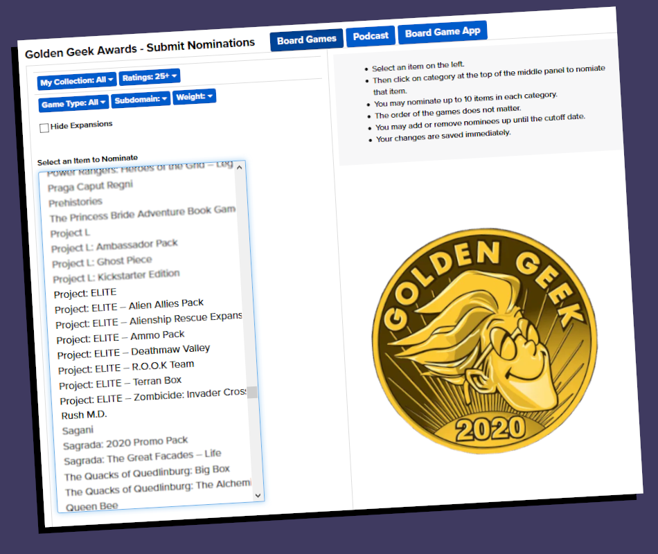 2020 Golden Geek Award form